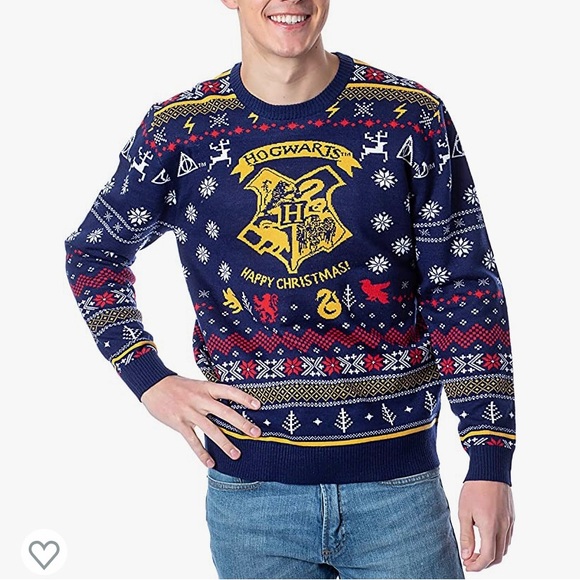Harry Potter Hogwarts Happy Christmas Ugly Holiday Knit Sweater - Picture 1 of 10